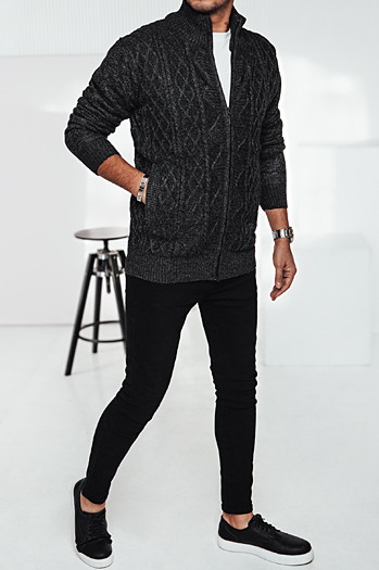 Herren Pullover ohne Knöpfe dunkelgrau Dstreet WX2252