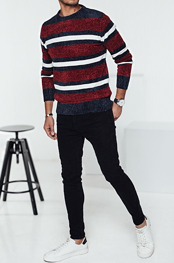 Gestreifter Herren-Pullover rot Dstreet WX2264