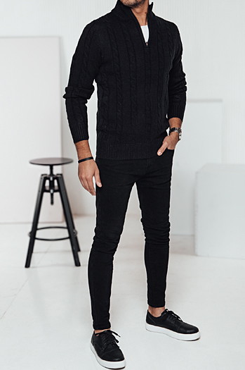 Herren Pullover mit breitem Kragen schwarz Dstreet WX2265