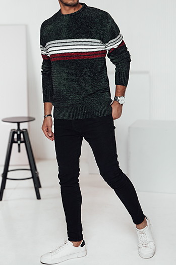 Grün gestreifter Pullover für Männer Dstreet WX2280