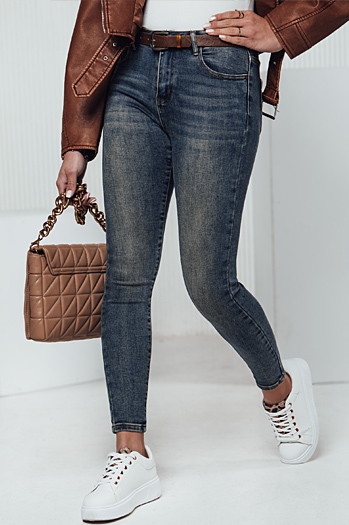 Damen SKINNYJEAN Denim-Hose mit Gürtel navy blau Dstreet UY2328