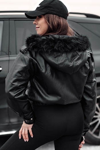 Damen Lederjacke mit Fell SOFTREBEL schwarz Dstreet TY4762
