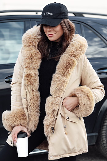 Damen Winter Parka Jacke mit Fell CHARMFUR beige Dstreet TY4770
