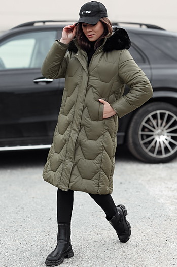 Lange Damen-Steppjacke WINTERACT grün Dstreet TY4776