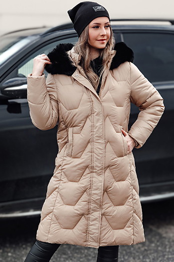 Lange Damen-Winter-Steppjacke WINTERACT beige Dstreet TY4777