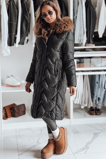 Lange Damen Steppjacke WINTERACT schwarz Dstreet TY4778