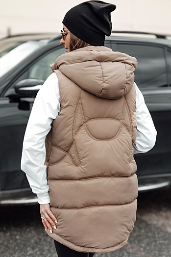 Damen Steppweste mit Kapuze VESTICA beige Dstreet TY4780