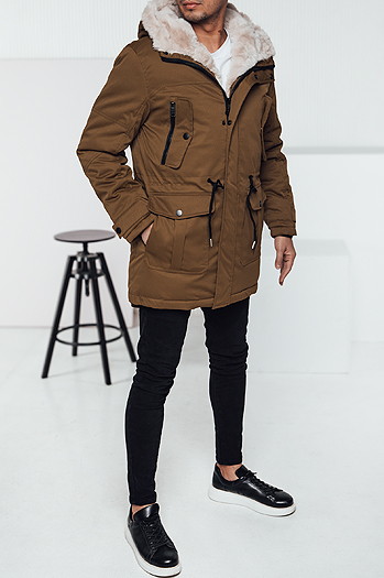Herren Winter Parka Jacke mit Kapuze beige Dstreet TX4965