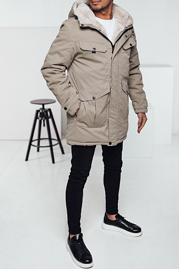 Herren Winter Parka Jacke mit Kapuze beige Dstreet TX4969