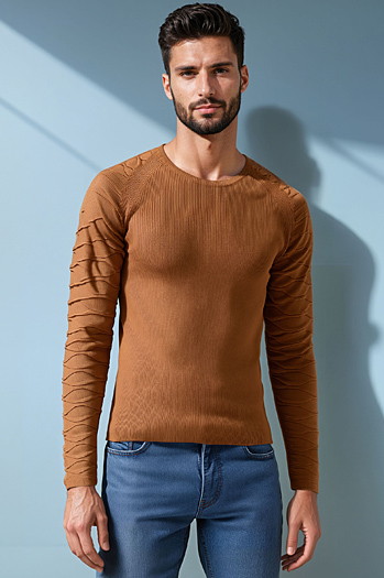 Herren Pullover in Camel WX2289