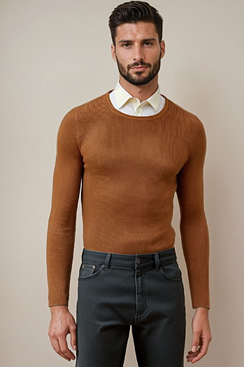 Herren Pullover in Camel WX2292