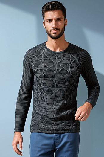 Anthrazitfarbener Herren-Pullover WX2305