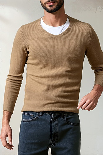 Brauner Herren-Pullover WX2306