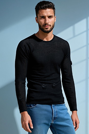 Schwarzer Herren-Pullover Dstreet WX2312