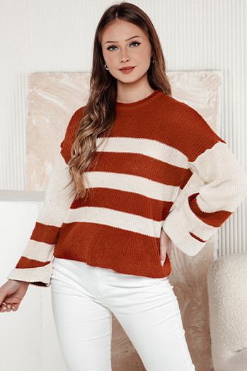 Damen Pullover LINEZZA rot und weiß Dstreet MY2384