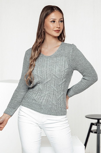 LAVIRTA Damen Pullover hellgrau Dstreet MY2385