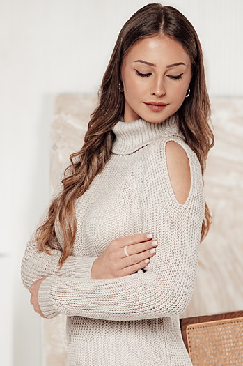 GOLFIVA Damen Pullover beige Dstreet MY2407