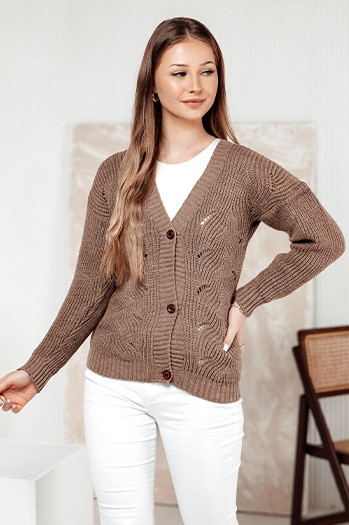 KNITVIA Damen Stretch-Pullover beige Dstreet MY2421