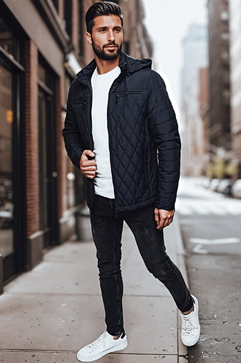 Herren Steppjacke mit Kapuze navy blau Dstreet TX4988