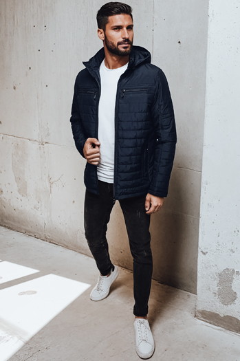 Herren Steppjacke mit Kapuze navy blau Dstreet TX4993