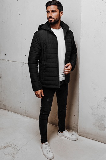Herren Übergangsjacke mit Steppkapuze schwarz Dstreet TX5007