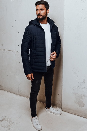 Herren Übergangsjacke mit Steppkapuze navy blau Dstreet TX5008