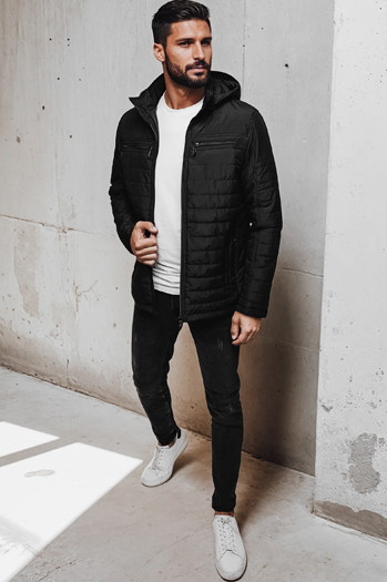 Herren Steppjacke mit Kapuze schwarz Dstreet TX5009