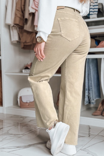 Damen Jeanshose mit weitem Bein LUXEFLOW beige Dstreet UY2364