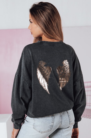 Damen Sweatshirt in Einheitsgröße HALOAURA graphit Dstreet BY1347