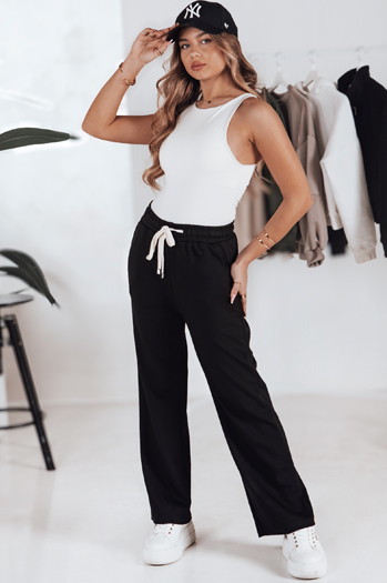 Damen Jogginghose mit weitem Bein LOOSIS schwarz Dstreet UY2401