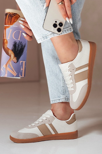 Damen sportliche Turnschuhe SNIKAR beige Dstreet ZY0641