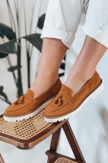 Damen durchbrochene VANESSO camel Mokassins Dstreet ZY0714