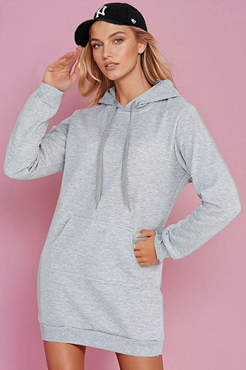 Langer Damen-Kapuzenpullover in Übergröße TIMMY hellgrau Dstreet EY2559