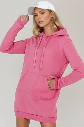 Langer Damen-Kapuzenpullover in Übergröße TIMMY rosa Dstreet EY2560