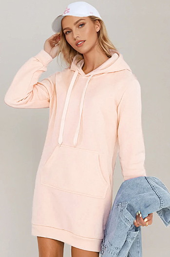 Langer Damen-Kapuzenpullover in Übergröße TIMMY rosa Dstreet EY2567