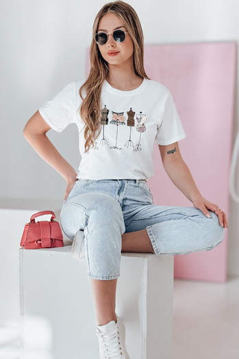 Bedrucktes Damen-T-Shirt MANETEE weiß Dstreet RY2728