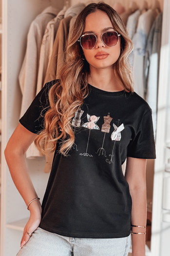 Bedrucktes Damen-T-Shirt MANETEE schwarz Dstreet RY2729
