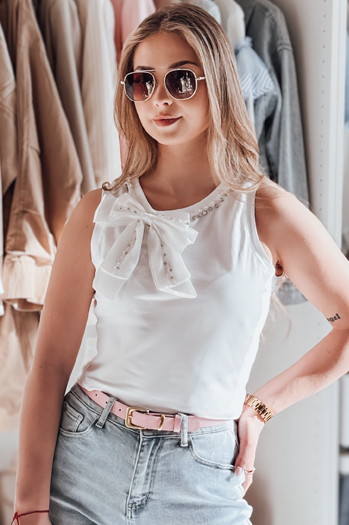Trägerloses Damen-T-Shirt mit Schleife PERBOW weiß Dstreet RY2732