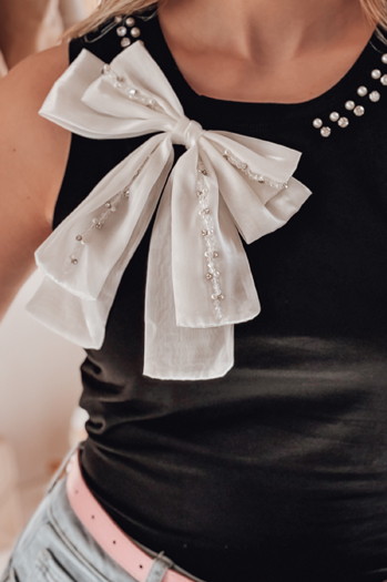 Trägerloses Damen-T-Shirt mit Schleife PERBOW schwarz Dstreet RY2733