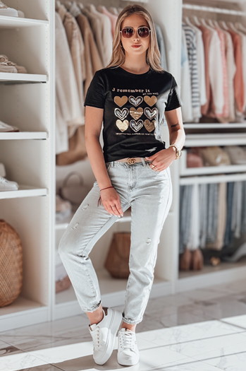 Damen Herz-T-Shirt LOVETIK schwarz Dstreet RY2734