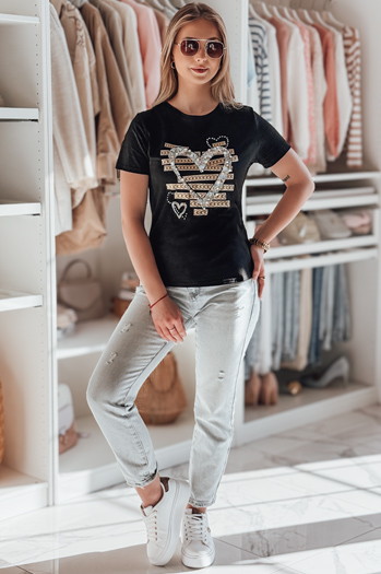 Damen Herz T-shirt MARISS schwarz Dstreet RY2740