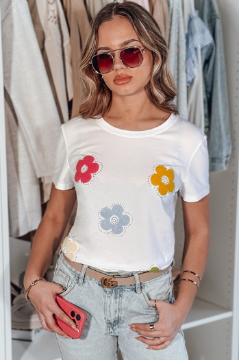 Damen T-Shirt mit Blumenmuster DAISYLA weiß Dstreet RY2742