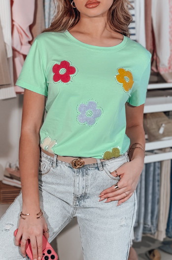 Geblümtes Damen-T-Shirt DAISYLA mint Dstreet RY2743