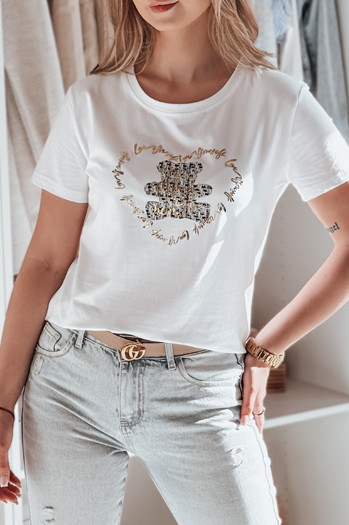 Damen-Teddybär T-Shirt TEDDYCAP weiß Dstreet RY2745