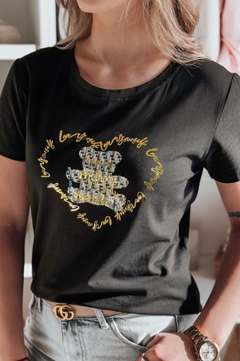 TEDDYCAP Damen Teddybär-T-Shirt schwarz Dstreet RY2746