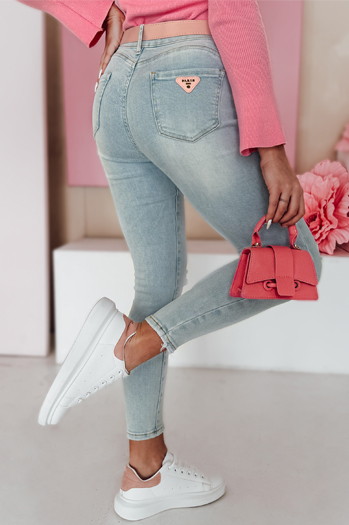Damen Skinny Jeans Hose mit Gürtel SLIMIVI blau Dstreet UY2423