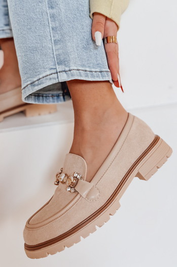 Damen flache Sohle Mokassins LOFINKA beige Dstreet ZY0797
