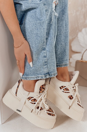 Frauen hohe Plattform Turnschuhe UPSOLE Leopard Druck Dstreet ZY0802