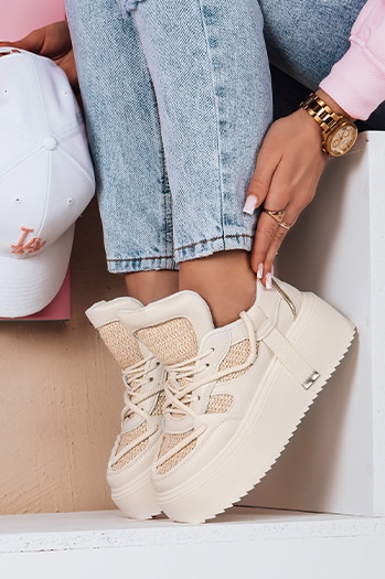 Frauen hohe Plattform Turnschuhe UPSOLE Natur Dstreet ZY0803