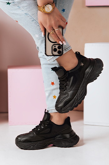 CELESTIC Damen Plateau Turnschuhe schwarz Dstreet ZY0819